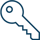 Blue key icon on green background.