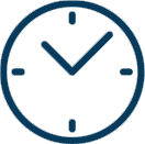 Blue clock with hands pointing at 10.